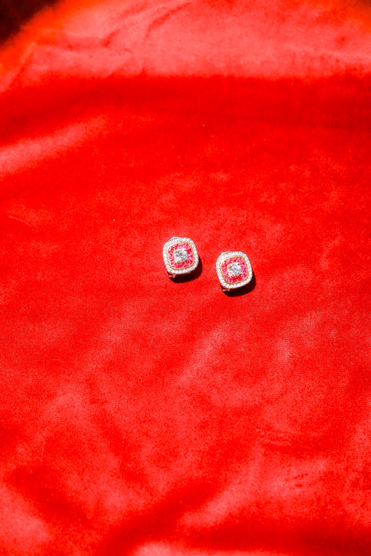Ruby Halo Stud Earrings