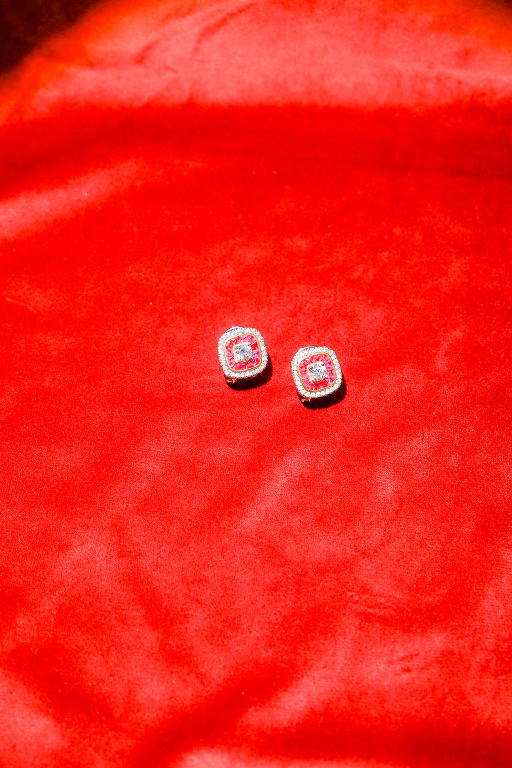 Ruby Halo Stud Earrings