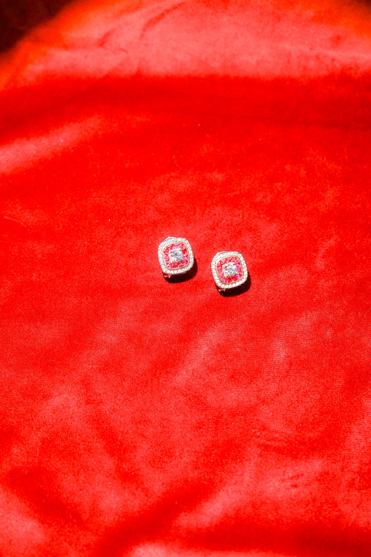 Ruby Halo Stud Earrings