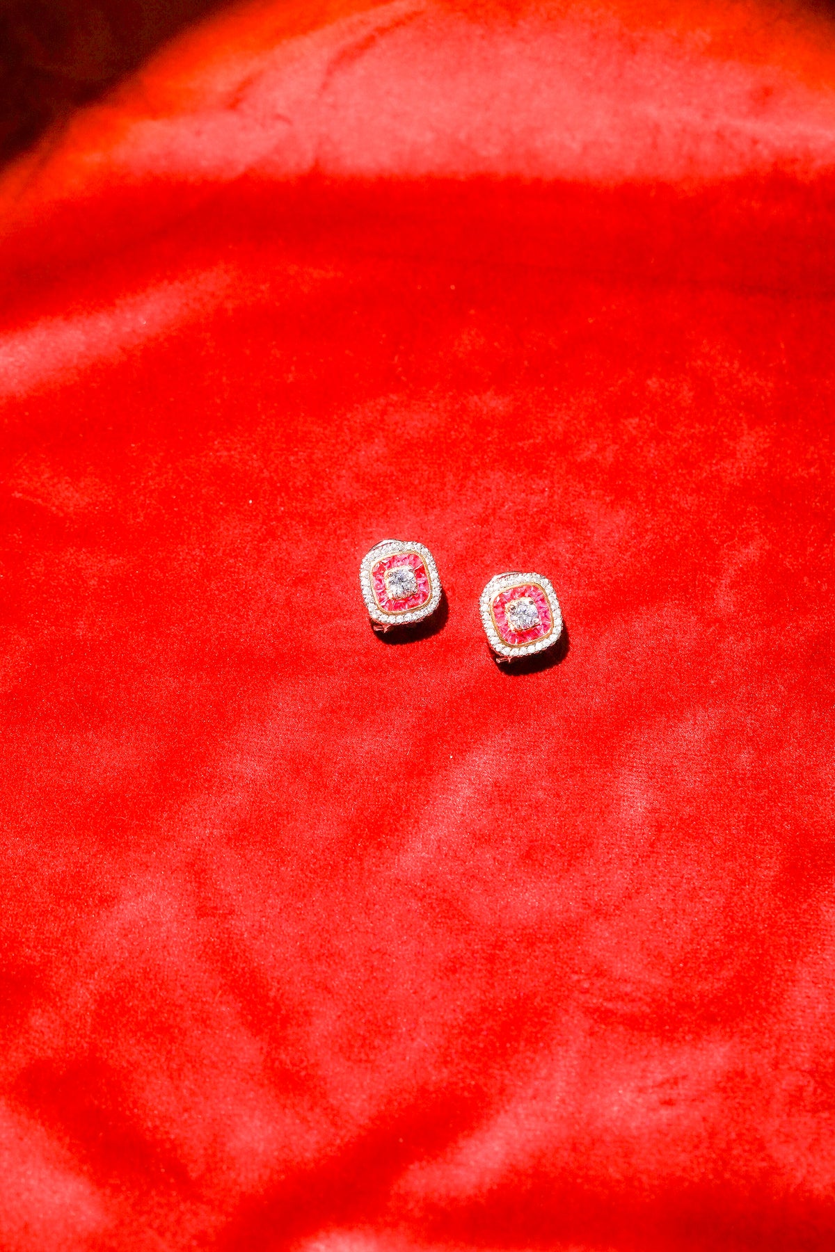 Ruby Halo Stud Earrings