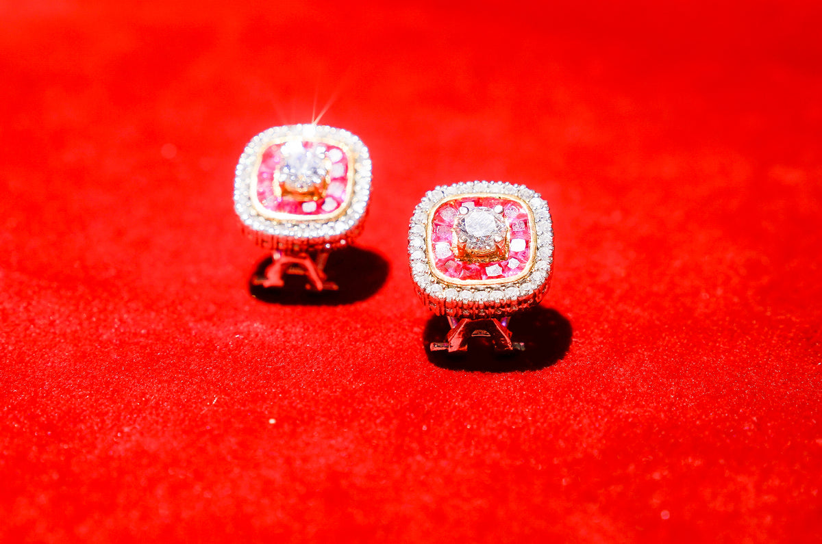 Ruby Halo Stud Earrings