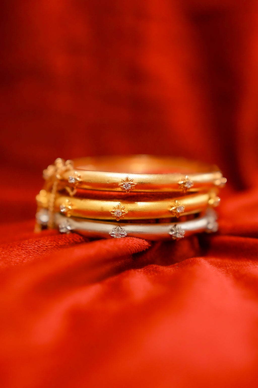 Tricolor Starburst Bangle Set