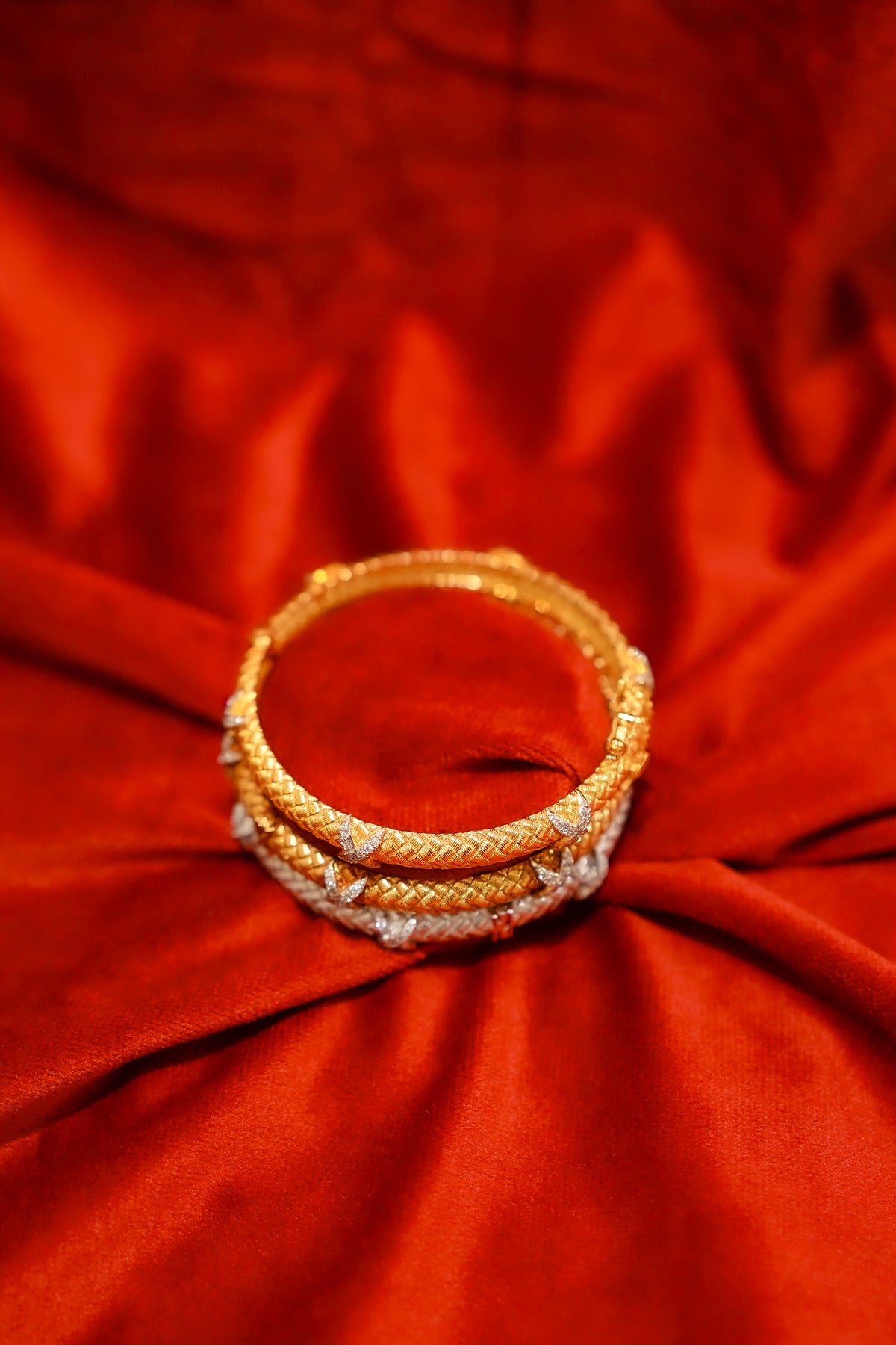 Tricolor Woven Bangle Trio