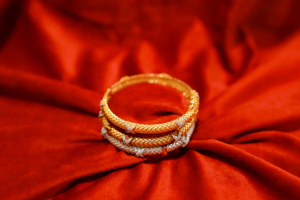 Tricolor Woven Bangle Trio